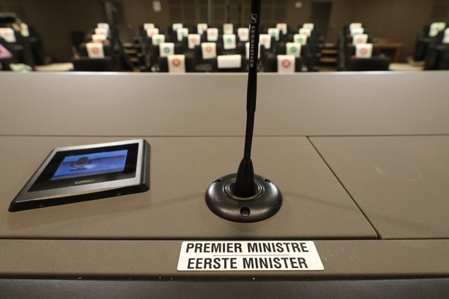 Alles vorbereitet für die Pressekonferenz nach dem Konzertierungsausschuss