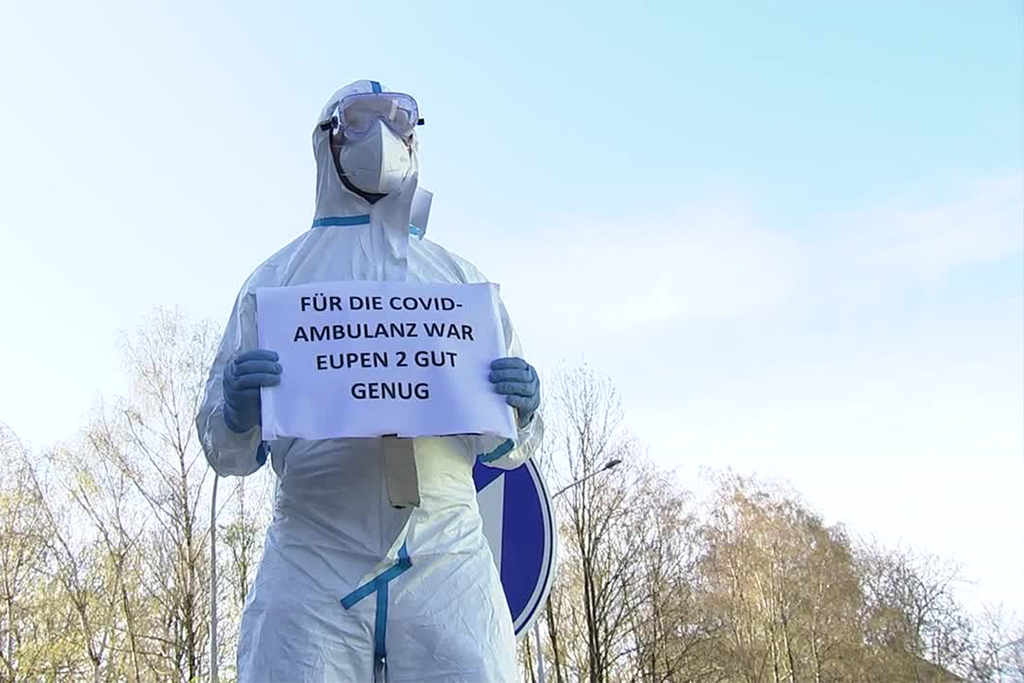 Protestaktion der Eupener Rettungssanitäter (Bild: BRF Fernsehen)
