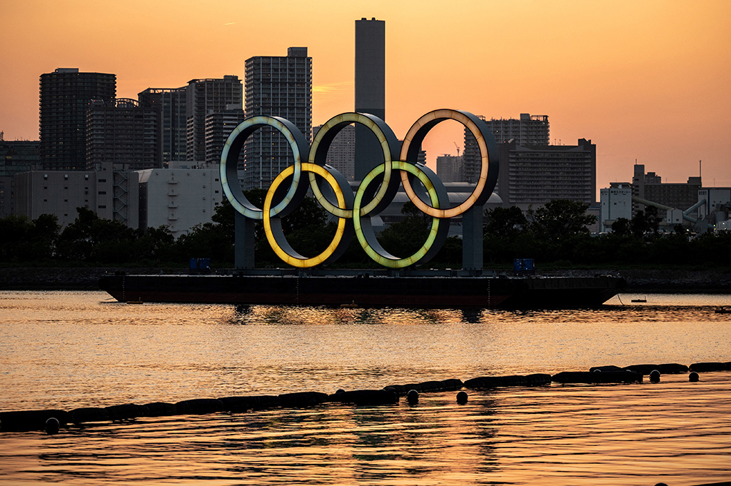 Die olympischen Ringe in Tokio diese Woche (Bild: Philip Fong/AFP)