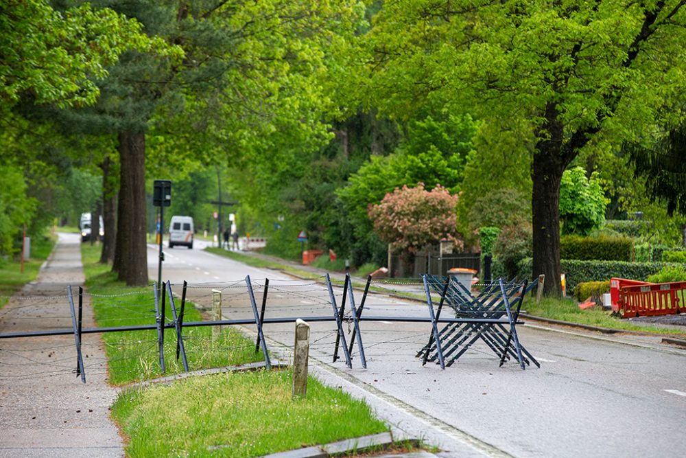 Polizeibarrikade an einer Zufahrt des Nationalparks Hoge Kempen (Bild: Nicolas Maeterlinck/Belga)