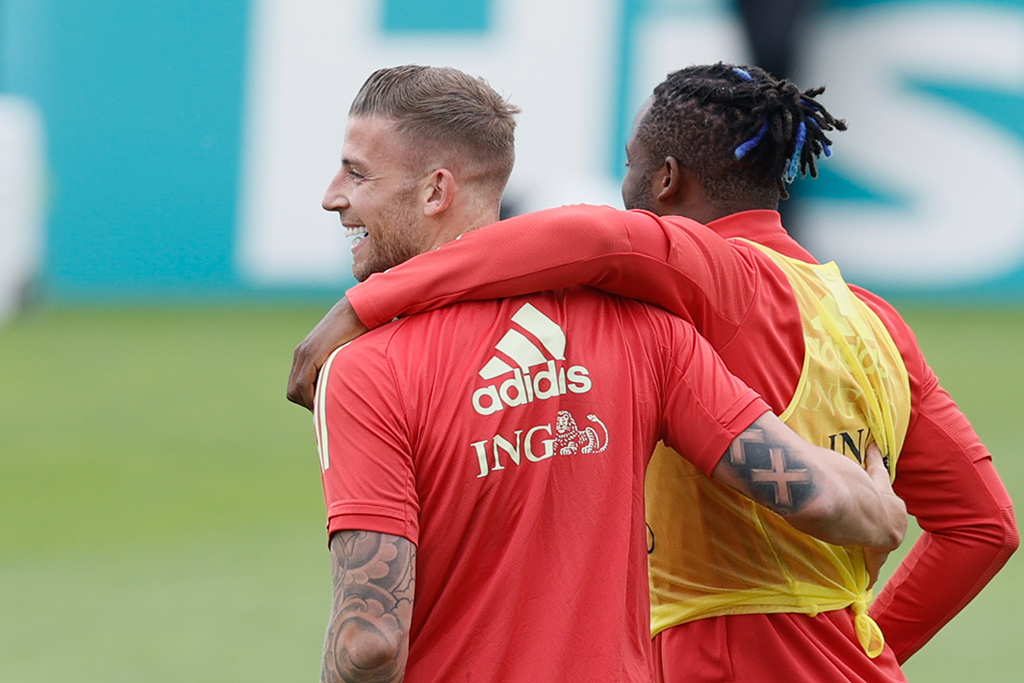 Toby Alderweireld und Michy Batshuayi beim Training in Tubize am Donnerstag (Bild: Bruno Fahy/Belga)