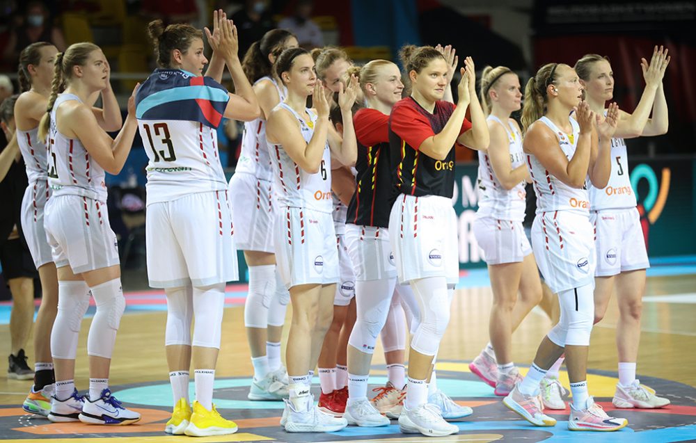 Baskettball-EM: Glückliche Belgian Cats nach dem Sieg gegen Slowenien (Bild: Virginie Lefour/Belga)