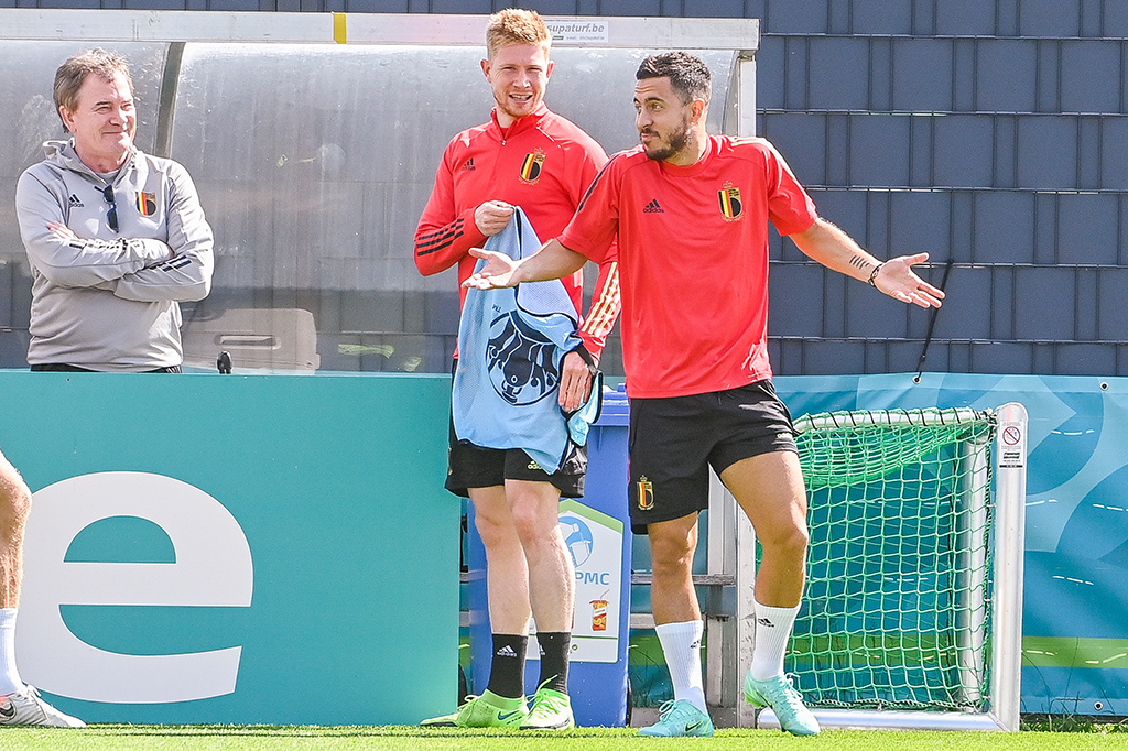 Kevin De Bruyne und Eden Hazard am 20.6. in Tubize (Bild: Laurie Dieffembacq/Belga)