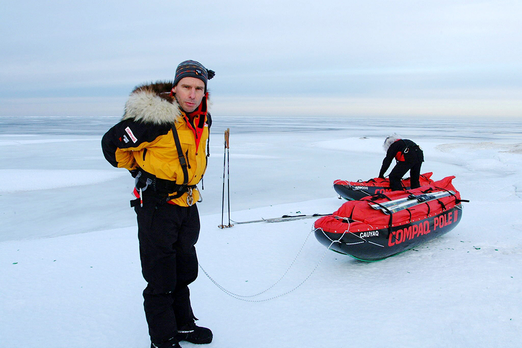 Polarforscher Dixie Dansercoer bei einer Expedition im Jahr 2002 zusammen mit Alain Hubert (Archivbild: Denis Dupont/Belga)