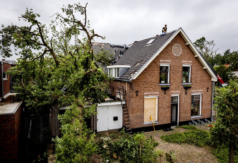 Unwetter in den Niederlanden: Baum auf Haus in Leersum eingestürzt (Bild: Sem van der Wal/ANP/AFP)