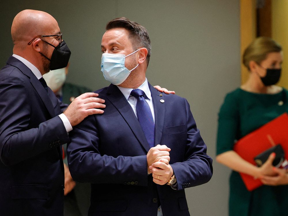 EU-Ratspräsident Charles Michel und Luxemburgs Premier Xavier Bettel beim EU-Gipel im Juni 2021