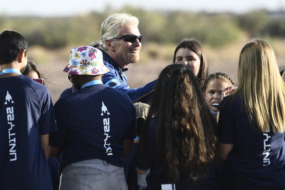 Richard Branson am Sonntag vor seinem Abflug (Bild: Patrick T. Fallon/AFP)