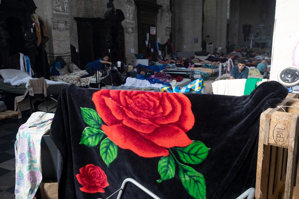 Hungerstreik von Papierlosen in Brüssel (Bild: Hatim Kaghat/Belga)