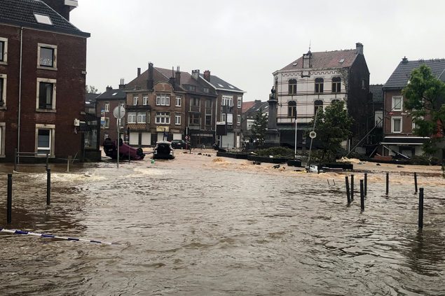 Hochwasser in Dolhain am Donnerstag (Bild: Françoise Peiffer/Belga)