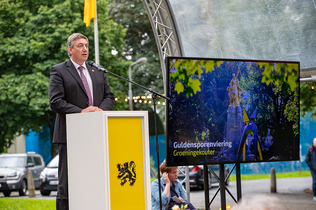 Flanderns Ministerpräsident Jan Jambon bei seiner Rede zum 11. Juli (Bild: Kurt Desplenter/Belga)