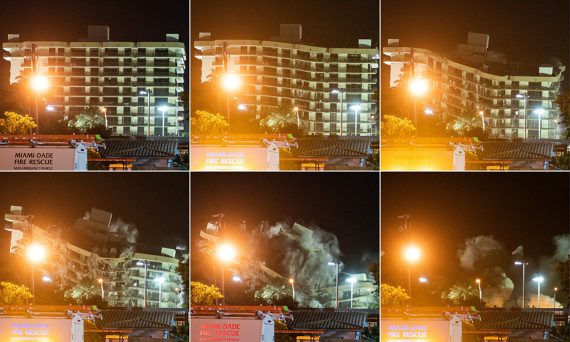 Sprengung der Gebäudereste des in Miami teilweise eingestürzten Wohnkomplexes (Bild: Chandan Khanna/AFP)