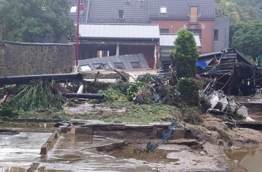 Zerstörungen in der Eupener Unterstadt (Bild: Christoph Heeren/BRF)