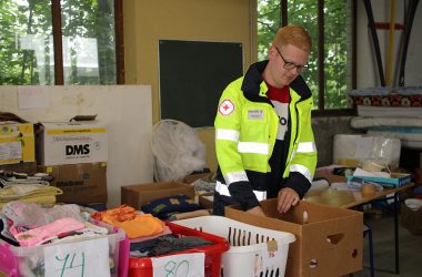 Sammelstelle des Roten Kreuzes in Eupen (Bild: Chantal Scheuren/BRF)