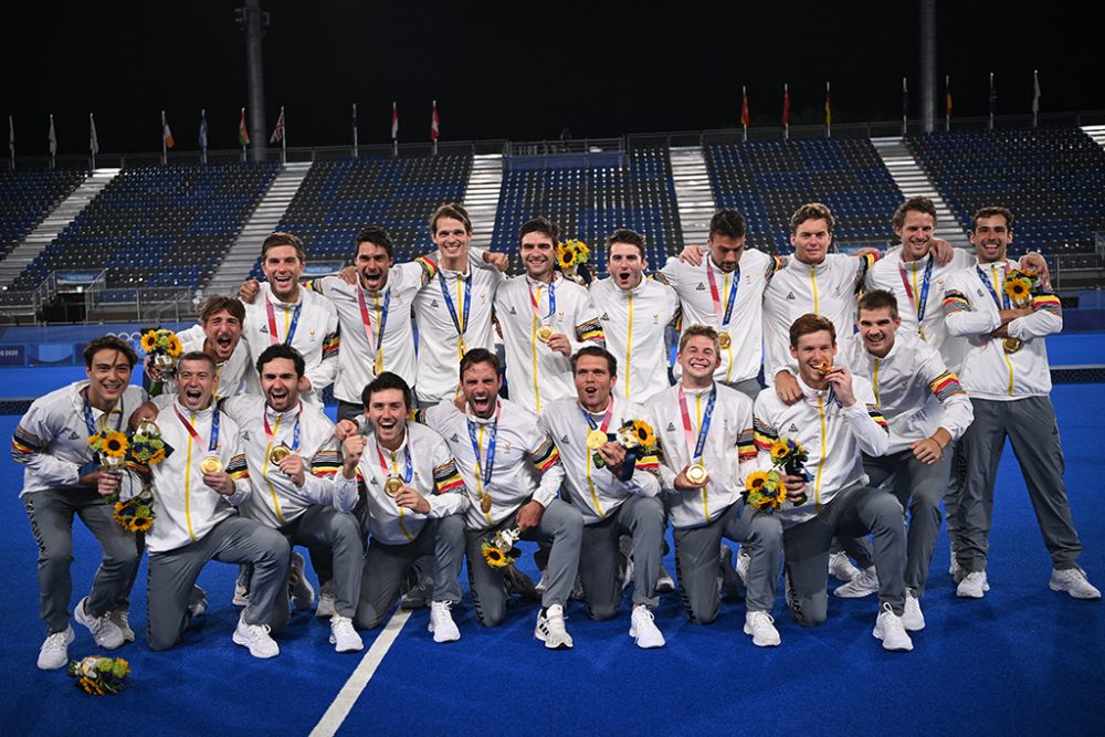 Die Red Lions nach der Siegerehrung (Bild: Anne-Christine Poujoulat/AFP)