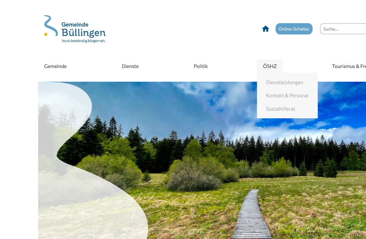 Neue Webseite der Gemeinde Büllingen (Screenshot)