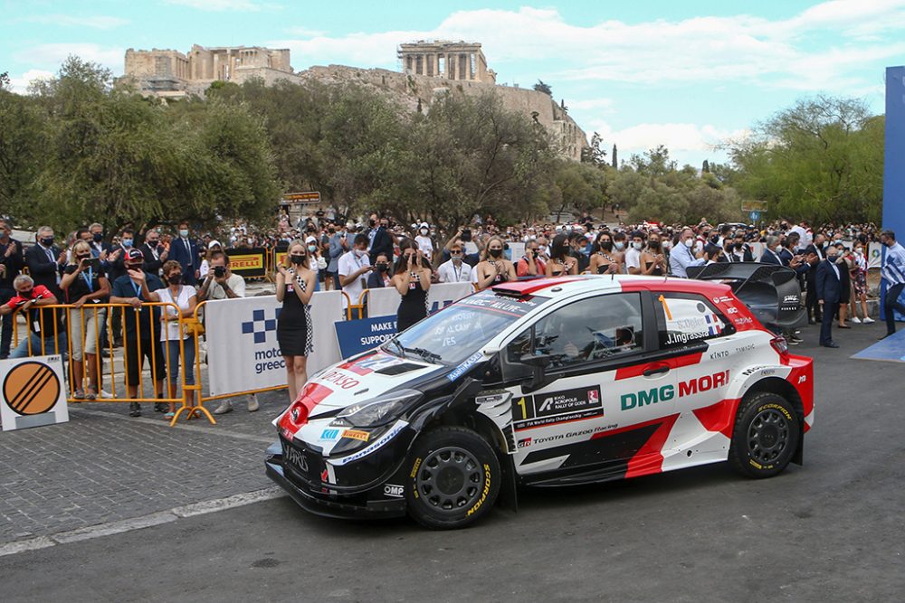 Sébastien Ogier beim Start der Akropolis-Rallye Griechenland (Bild: Toyota Gazoo Racing)