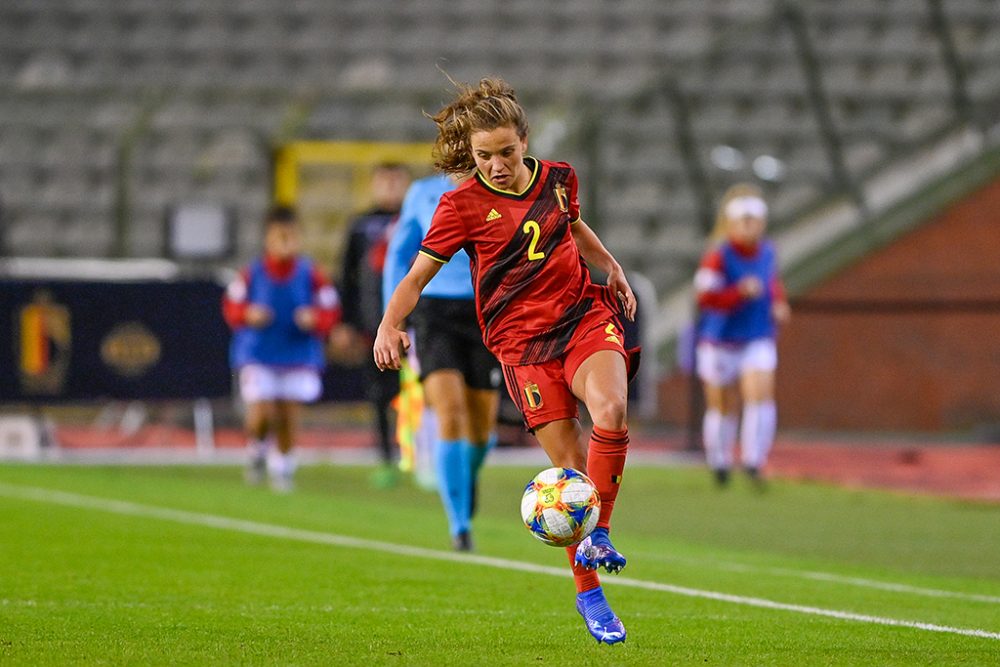 Belgiens Nationalspielerin Davina Philtjens im WM-Quali-Spiel gegen Albanien (Bild: David Catry/Belga)