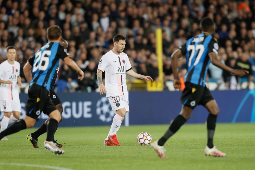 PSG's Lionel Messi pictured in action during a game between Belgian soccer team Club Brugge and French club PSG Paris Saint-Germain, Wednesday 15 September 2021, in Brugge, on the first day (out of six) in the Group A of the UEFA Champions League group stage. BELGA PHOTO BRUNO FAHY