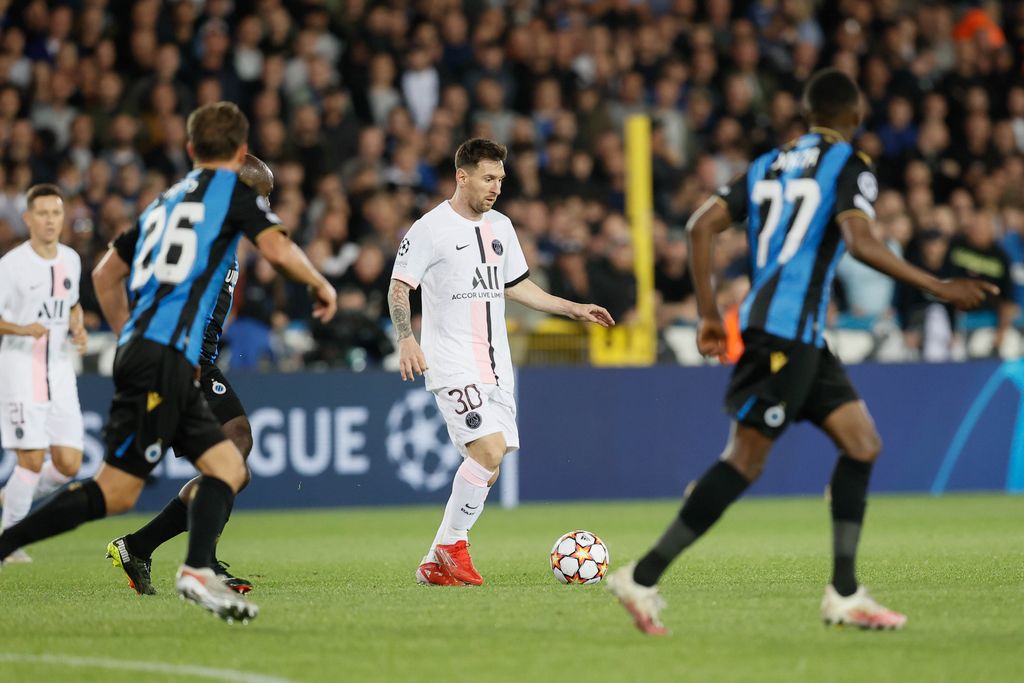 PSG's Lionel Messi pictured in action during a game between Belgian soccer team Club Brugge and French club PSG Paris Saint-Germain, Wednesday 15 September 2021, in Brugge, on the first day (out of six) in the Group A of the UEFA Champions League group stage. BELGA PHOTO BRUNO FAHY