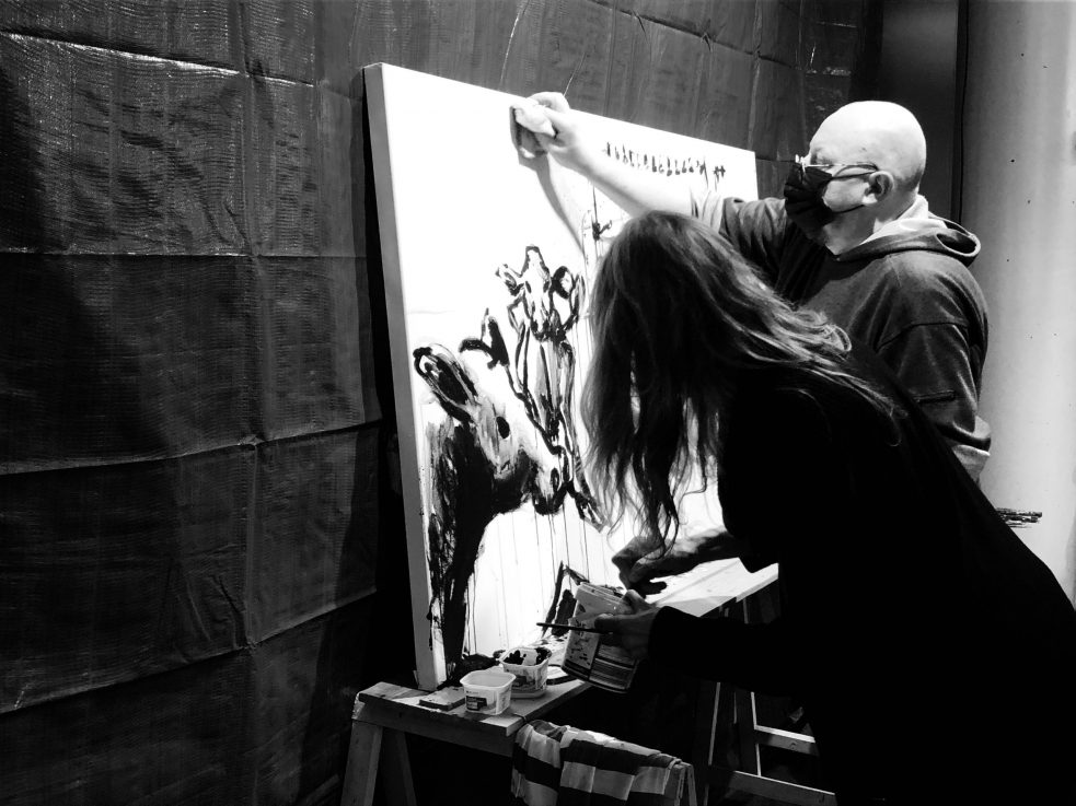 Live-Painting-Aktion von Eric Legrain und Stefanie Krings (Bild: arsVitha Kulturforum)
