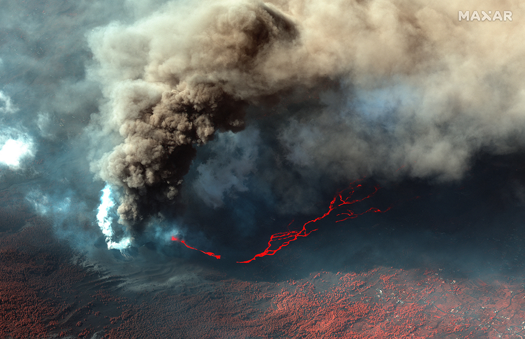 Vulkan Cumbre Vieja auf La Palma am Donnerstag (Bild: Satellite image ©2021 Maxar Technologies/AFP)