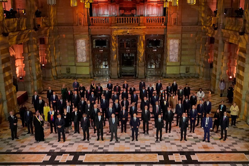 Gruppenfoto am Tag der Eröffnung des Weltklimagipfels Cop26 in Glasgow (Bild: Alberto Pezzali/AFP)