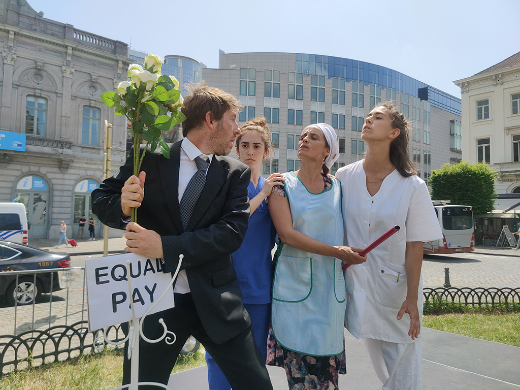 Protestaktion zum "Equal Pay Day" (Archivbild: Ophelie Delarouzee/Belga)