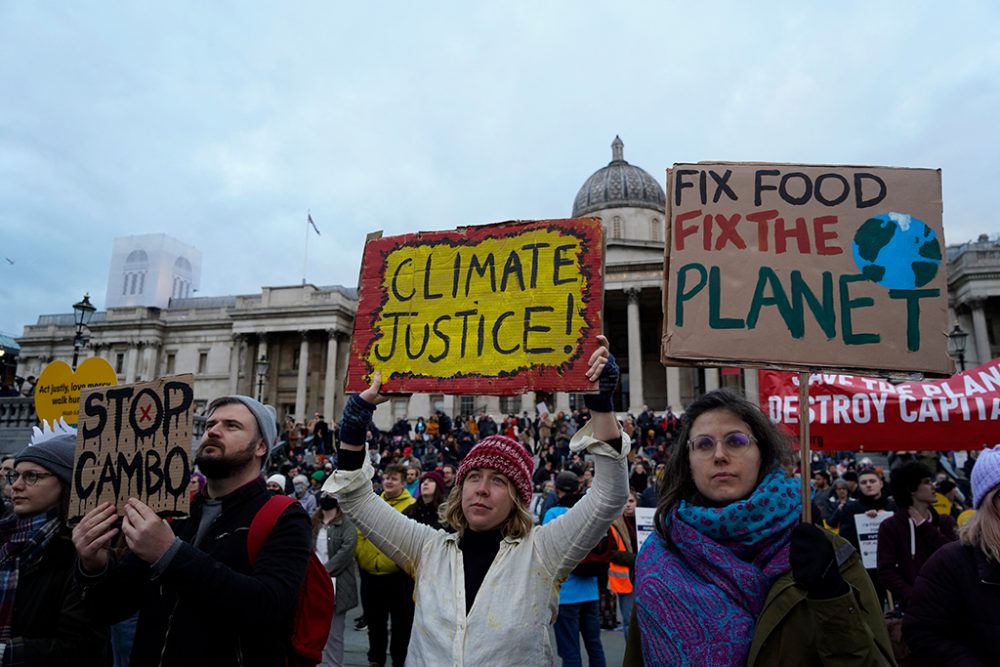 Auch in London haben am Samstag Umweltorganisationen demonstriert (Bild: Niklas Hallen/AFP)