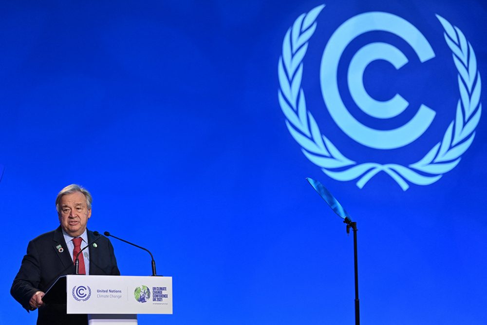 UN-Generalsekretär Antonio Guterres beim Weltklimagipfel in Glasgow (Bild: Paul Ellis/AFP)