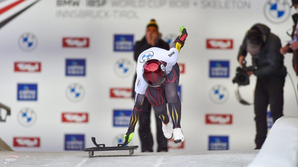 Kim Meylemans beim Skeleton-Weltcup in Innsbruck am 19.11.2021 (Bild: IBSF International Bobsleigh & Skeleton Federation)