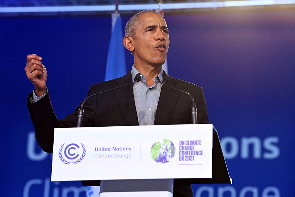 Barack Obama beim Weltklimagipfel in Glasgow (Bild: Paul Ellis/AFP)