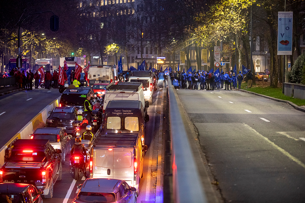 Polizeigewerkschaften protestieren in Brüssel