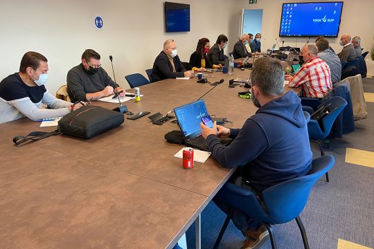 Polizeigewerkschaftsvertreter vor der Verhandlungsrunde (Bild: Maarten Weynants/Belga)