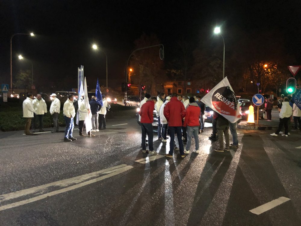 Protest-Aktion der Polizeigewerkschaft am Mittwoch in Tihange (Bild: Maxime Gilles/Belga)