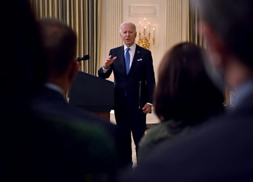 Joe Biden bei der Ansprache am Dienstagabend (Bild: Brendan Smialowski/AFP)