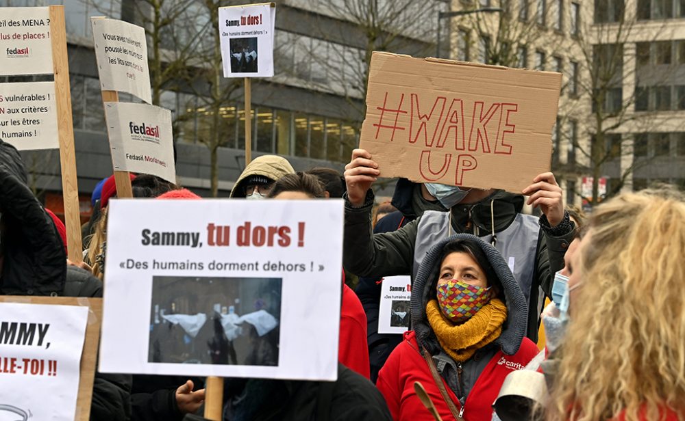 Demo für mehr humanitäre Auffangplätze in Brüssel (Bild: Eric Lalmand/Belga)