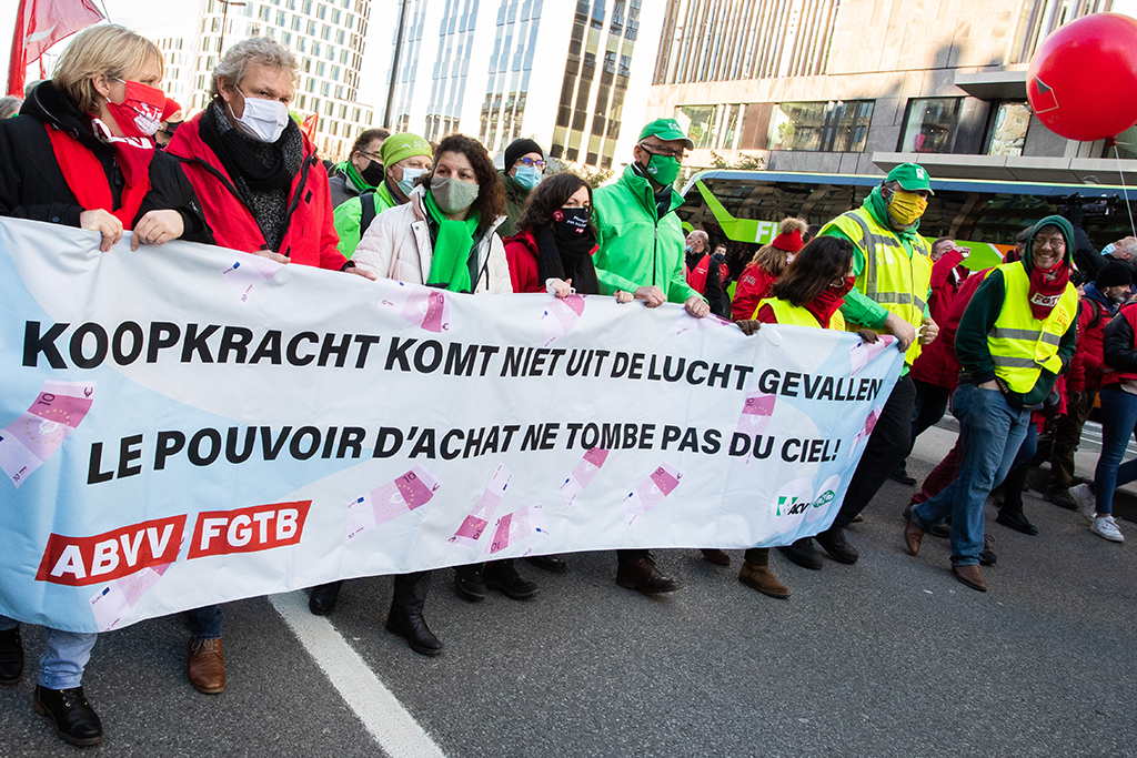 Gewerkschafts-Demo in Brüssel am 6.12.2021 (Bild: Benoit Doppagne/Belga)