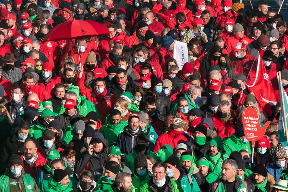 Gewerkschafts-Demo in Brüssel am 6.12.2021 (Bild: Benoit Doppagne/Belga)