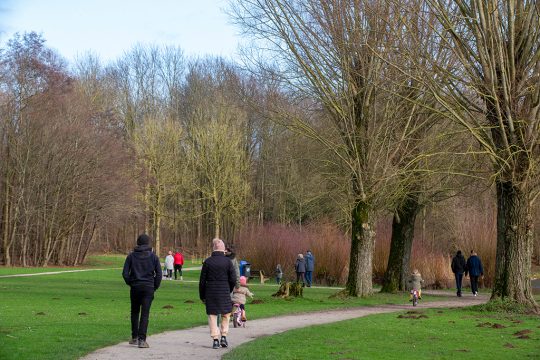 Die milden Temperaturen luden am Freitag auch in Geraardsbergen viele Menschen zu einem Spaziergang ein (Bild: Nicolas Maeterlinck/Belga)