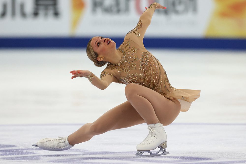 Eiskunstläuferin Loena Hendrickx gehört zum belgischen Olympia-Aufgebot (Bild: Dimitar Dilkoff/AFP)