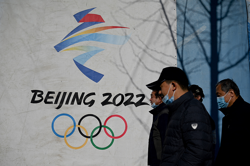 Logo der Olympischen Winterspiele in Peking (Illustrationsbild: Noel Celis/AFP)