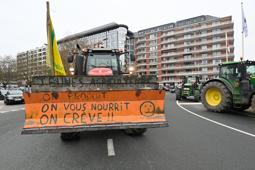 Protestaktion in Namur (Bild: Laurie Dieffembacq/Belga)