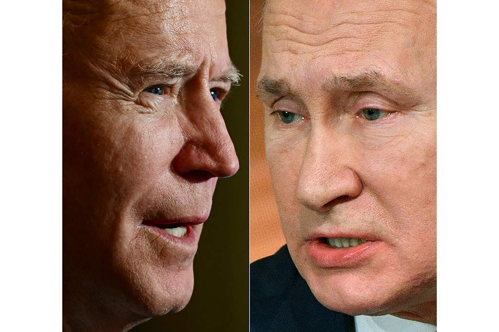US-Präsident Biden (li.) und Russlands Präsident Putin (Bilder: Jim Watson/Alexander Nemenov/AFP)