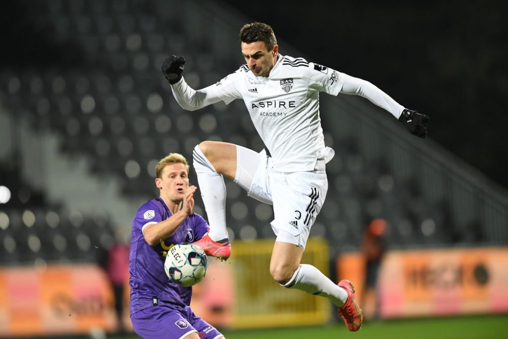 Eupen's Smail Prevljak controls the ball during a soccer match between KAS Eupen and Beerschot VA, Saturday 11 December 2021 in Eupen, on day 18 of the 2021-2022 'Jupiler Pro League' first division of the Belgian championship. BELGA PHOTO JOHN THYS