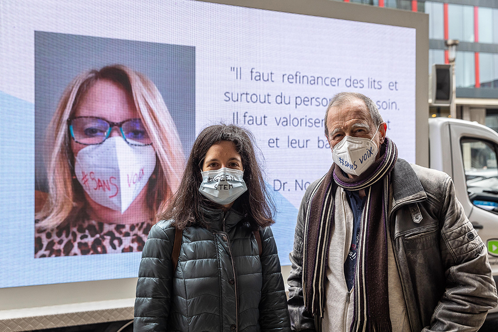 Sylvie Geurts und Luc Herry, die Sprecher der Vereinigung der Ärztegewerkschaften