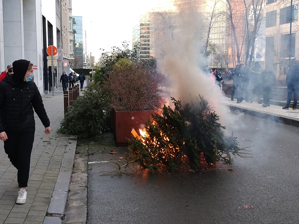 Demonstration gegen Corona-Maßnahmen in Brüssel am, 9. Januar 2022