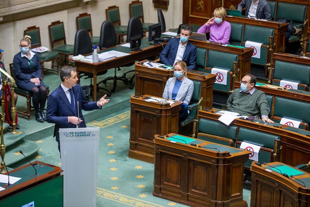 Alexander De Croo am Donnerstag in der Kammer (Bild: Nicolas Maeterlinck/Belga)