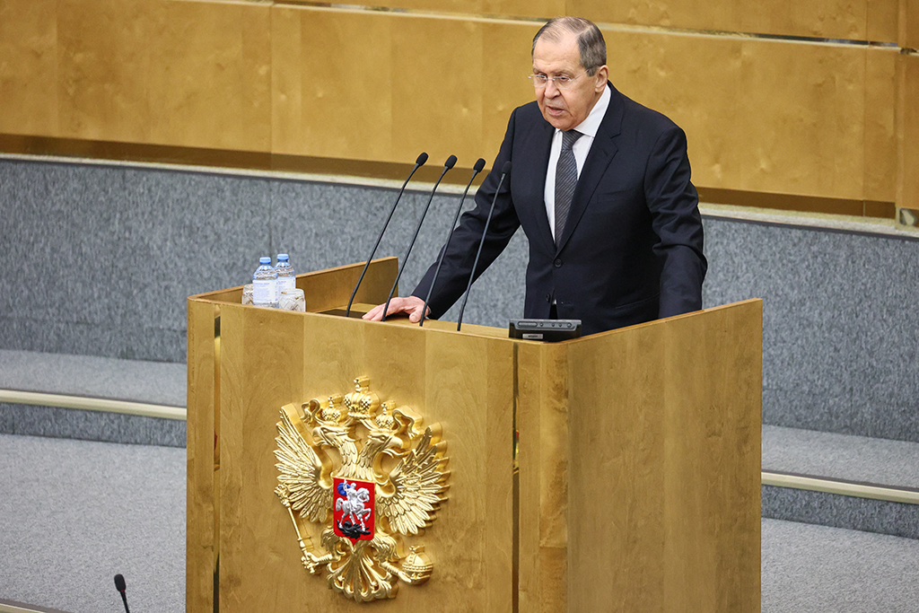 Der russische Außenminister Lawrow in der Duma am Mittwoch (Bild: Russian Foreign Ministry/AFP)