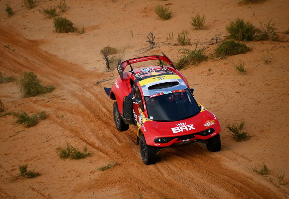 Sebastien Loeb und Fabian Lurquin im BRX-Prodrive bei der zweiten Etappe der Rallye Dakar 2021 (Bild: Franck Fife/AFP)