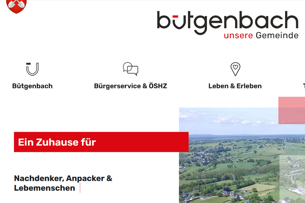 Die neue Webseite der Gemeinde Bütgenbach (Screenshot)